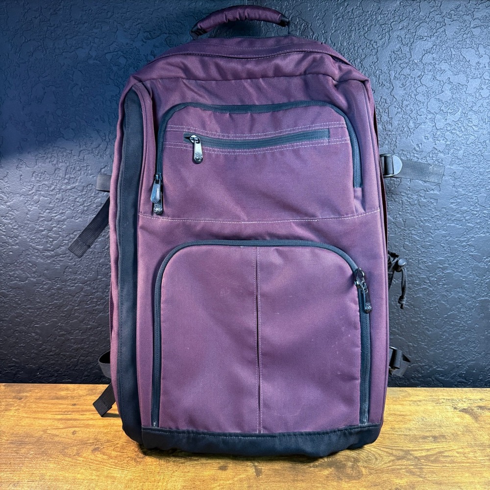 Rick Steves Convertible Carry-On Burgundy Nylon Backpack Unisex Large